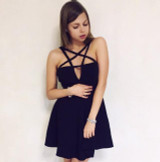 Rosetic Gothic Mini Dress Black Pentagram Summer Women Goth Dress Sexy Fashion A-Line Street Preppy Vampire Gothics Mini Dresses