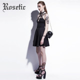 Rosetic Gothic Mini Dress Black Pentagram 2017 Summer Sexy Women Short Goth Fashion Dresses Sleeveless A-Line Gothic Mini Dress