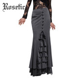 Rosetic Gothic Mermaid Skirt Women Frilly Mermaid Sexy Fishtail Corset Lace-Up Slim Floor-Length Vintage Fishtail Long Skirts