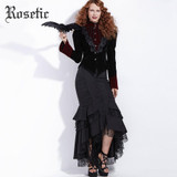 Rosetic Gothic Mermaid Skirt Women Autumn Black Lace Goth Trumpet Bottoms Fishtail Fashion Bodycon Vintage Gothic Mermaid Skirts