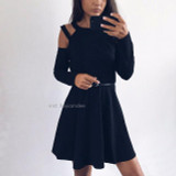 Rosetic Gothic Mini Dress Black Fashion Hollow Autumn Women Casual Dress Dark Street Wild Sexy Preppy A-Line Goth Mini Dresses