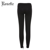 Rosetic Gothic Leggings Pants Bandage Women Spring Black Slim Lace-Up Streetwear Skinny Fashion Sexy Casual Harajuku Goth Pants