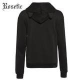 Rosetic Gothic Hoodie Women Black Autumn Letter Sweatshirts Boyfriend Style Loose Tops Fashion Casual Street Preppy Goth Hoodies