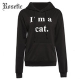 Rosetic Gothic Hoodie Women Black Autumn Letter Sweatshirts Boyfriend Style Loose Tops Fashion Casual Street Preppy Goth Hoodies