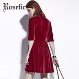 Rosetic Gothic Dress Dark Red Women Summer A-Line Casual Dresses Goth Fashion Street Elegant Hollow Preppy Vintage Gothics Dress