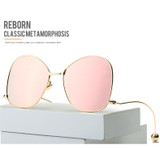 Rose Pink Mirror Round Sunglasses 2016 Brand Designer Women Sunglasses Fashion Contort Leg Sun Glasses Oversize Oculos R155