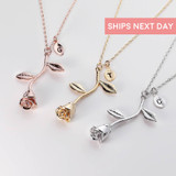 Rose Necklace with initial Rose Pendant Necklace best selling items Valentine's gift personalized Necklace for women - 3MRN-L