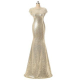 Rose Gold/Silver/Burgundy Sequins Bridesmaid Dresses Short Cap Sleeves Bling Bridesmaid Gowns Sparkling Maid of Honor Dresses