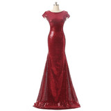 Rose Gold/Silver/Burgundy Sequins Bridesmaid Dresses Short Cap Sleeves Bling Bridesmaid Gowns Sparkling Maid of Honor Dresses