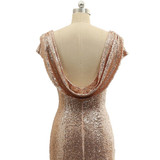 Rose Gold/Silver/Burgundy Sequins Bridesmaid Dresses Short Cap Sleeves Bling Bridesmaid Gowns Sparkling Maid of Honor Dresses