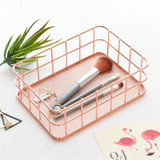 Rose Gold Wire Mesh Storage Basket Pastoral Style Kitchen Dry Food Fruits Display Office Supplies Organiser Household Decoration