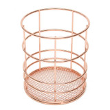 Rose Gold Wire Mesh Storage Basket Pastoral Style Kitchen Dry Food Fruits Display Office Supplies Organiser Household Decoration