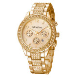 Rose Gold Women Geneva Quartz Watch Ladies Luxury Crystal Rhinestone Dress Wristwatches Female Steel Clock Gift Relogio Feminino