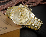 Rose Gold Women Geneva Quartz Watch Ladies Luxury Crystal Rhinestone Dress Wristwatches Female Steel Clock Gift Relogio Feminino