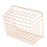Rose Gold Wire Mesh Storage Basket Kitchen Dry Goods Organiser Office Supplies Basket Modern Pastoral Style Household Decoration