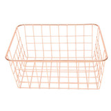 Rose Gold Wire Mesh Storage Basket Kitchen Dry Goods Organiser Office Supplies Basket Modern Pastoral Style Household Decoration