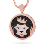 Rose Gold Studded King Ice Shield Necklace