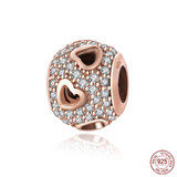 Rose Gold 925 Sterling Silver Beads Charms With Crystal Fit Original Pandora Charms Bracelets &amp; Bangles Jewelry XPCYHC