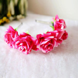 Rose Floral Flower Garland Crown Headband Hair Band Bridal Festival Holiday Headwear