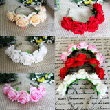 Rose Floral Flower Garland Crown Headband Hair Band Bridal Festival Holiday Headwear