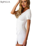 ROPALIA Women Slim Fitted Bodycon Mini Dress Wrap Dress Evening Party Mini Dress Sexy Vestidos