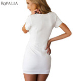 ROPALIA Women Slim Fitted Bodycon Mini Dress Wrap Dress Evening Party Mini Dress Sexy Vestidos