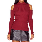 ROPALIA Sexy Female Turtleneck Off Shoulder Pullover Sweater Women Tricot Oversize Jumper Pull Autumn Knitted Lady Top