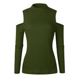 ROPALIA Sexy Female Turtleneck Off Shoulder Pullover Sweater Women Tricot Oversize Jumper Pull Autumn Knitted Lady Top