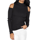 ROPALIA Sexy Female Turtleneck Off Shoulder Pullover Sweater Women Tricot Oversize Jumper Pull Autumn Knitted Lady Top
