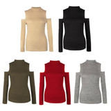 ROPALIA Sexy Female Turtleneck Off Shoulder Pullover Sweater Women Tricot Oversize Jumper Pull Autumn Knitted Lady Top