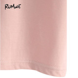 ROMWE Womens Crop Tops Letter Print T-Shirts Summer Cute Fashion Pink Round Neck Short Sleeve Letter Print Crop T-shirt