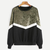 ROMWE Mixed Media Color Block Sweatshirt 2018 Pullovers Women Drop Shoulder Casual Autumn Tops O Neck Cotton Winter Sweatshirt