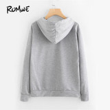 ROMWE Slogan Print Grey Hoodies Letter Print Women Graphic Brief Hoodie Pocket Sweatshirt 2018 Autumn New Long Sleeve Hoodies