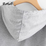 ROMWE Slogan Print Grey Hoodies Letter Print Women Graphic Brief Hoodie Pocket Sweatshirt 2018 Autumn New Long Sleeve Hoodies