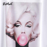 ROMWE Pattern Print White T-Shirt Casual Tee Women Short Sleeve Brief Summer Tops 2018 Fashion New Female Funny O Neck T-Shirt