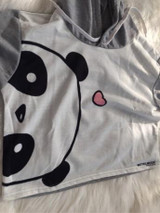 ROMWE Panda Print Front Contrast Sleeve Hoodie 2018 Grey Graphic Long Sleeve Women Pullover Top New Cute Sweatshirt
