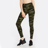 ROMWE Green Active Camo Print Legging Skinny Fitness Casual Pants 2017 Woman Fashion High Waist Ankle Length Leggings