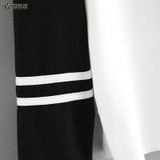 ROMWE Contrast Striped Sleeve Hoodies Women Rose Print Hoodie Patchwork Sweatshirt 2017 Autumn New Graphic Long Sleeve Hoodies
