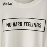 ROMWE Casual Printed T shirt Women Crop Tops Women 2018 Summer White Letter Print Short Sleeve Lace-Up Crop T-shirt