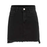 ROMWE Autumn Mini Skirts Casual Skirts For Women Plain Black With Pockets Above Knee Denim Bodycon Skirt