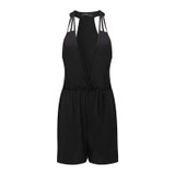 Rompers Womens Jumpsuit 2017 ZANZEA Summer Sexy V Neck Halter Sleeveless Playsuits Casual Elastic Waist Solid Overalls Plus Size