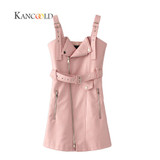 KANCOOLD 2017 Fashion PU leather dress women V neck mini sexy dress Sash zipper winter black short dress sundress vestido Sep26