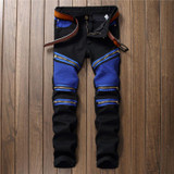KALIPPE YACOCHY brand Ripped Denim Pant Knee Hole Jeans Men Slim Skinny Destroyed Torn Jean fear of god red black jeans hommes