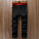 KALIPPE YACOCHY brand Ripped Denim Pant Knee Hole Jeans Men Slim Skinny Destroyed Torn Jean fear of god red black jeans hommes