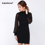 Kakaforsa Women Sexy Backless White Dress Casual Plus Size Slim Fit Bodycon Short Dress Long Sleeve O-Neck Mini Party Dresses