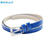 JU 14 Fairy Store 2016 Hot Selling Hot Beautiful Woman Multicolor Small Candy Color Thin Leather Belt Ms Belt