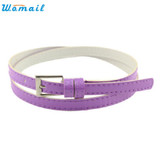 JU 14 Fairy Store 2016 Hot Selling Hot Beautiful Woman Multicolor Small Candy Color Thin Leather Belt Ms Belt