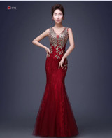 JSJ130J#Bridal Wedding party toast gown new spring summer fishtail dress 2018 wine long Lace bridesmaid dresses cheap wholesale