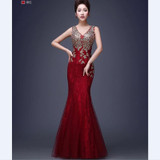 JSJ130J#Bridal Wedding party toast gown new spring summer fishtail dress 2018 wine long Lace bridesmaid dresses cheap wholesale