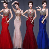 JSJ130J#Bridal Wedding party toast gown new spring summer fishtail dress 2018 wine long Lace bridesmaid dresses cheap wholesale